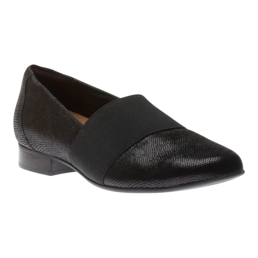 CLARKS Women's Black Loafers Sleek Flats with Textured Finish Size‎ 9.5